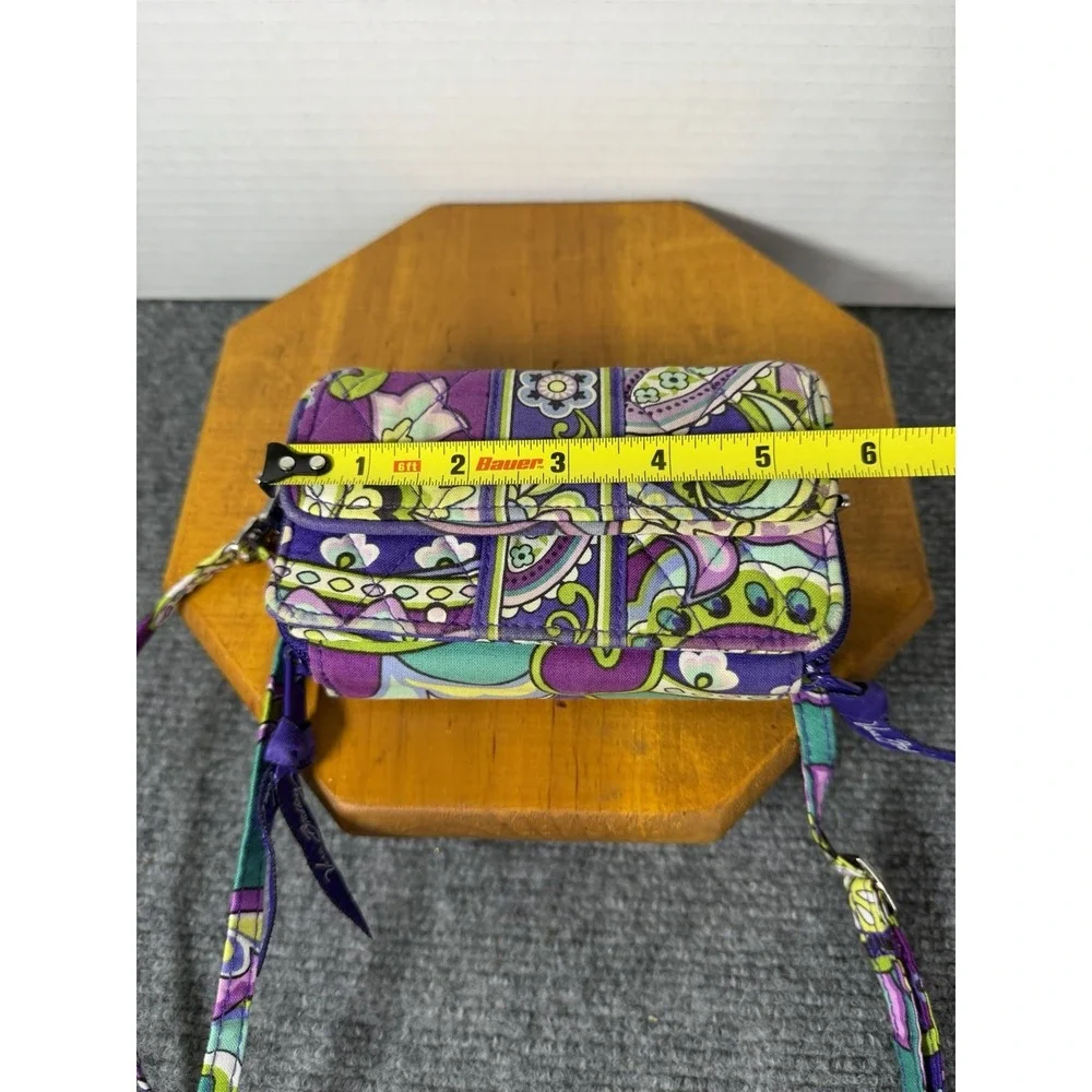 Vera Bradley All-In-One Crossbody‎ Wristlet Purple Floral Quilted Cotton Bag